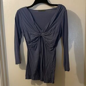 Velvet Deep Blue Gathered Front Blouse